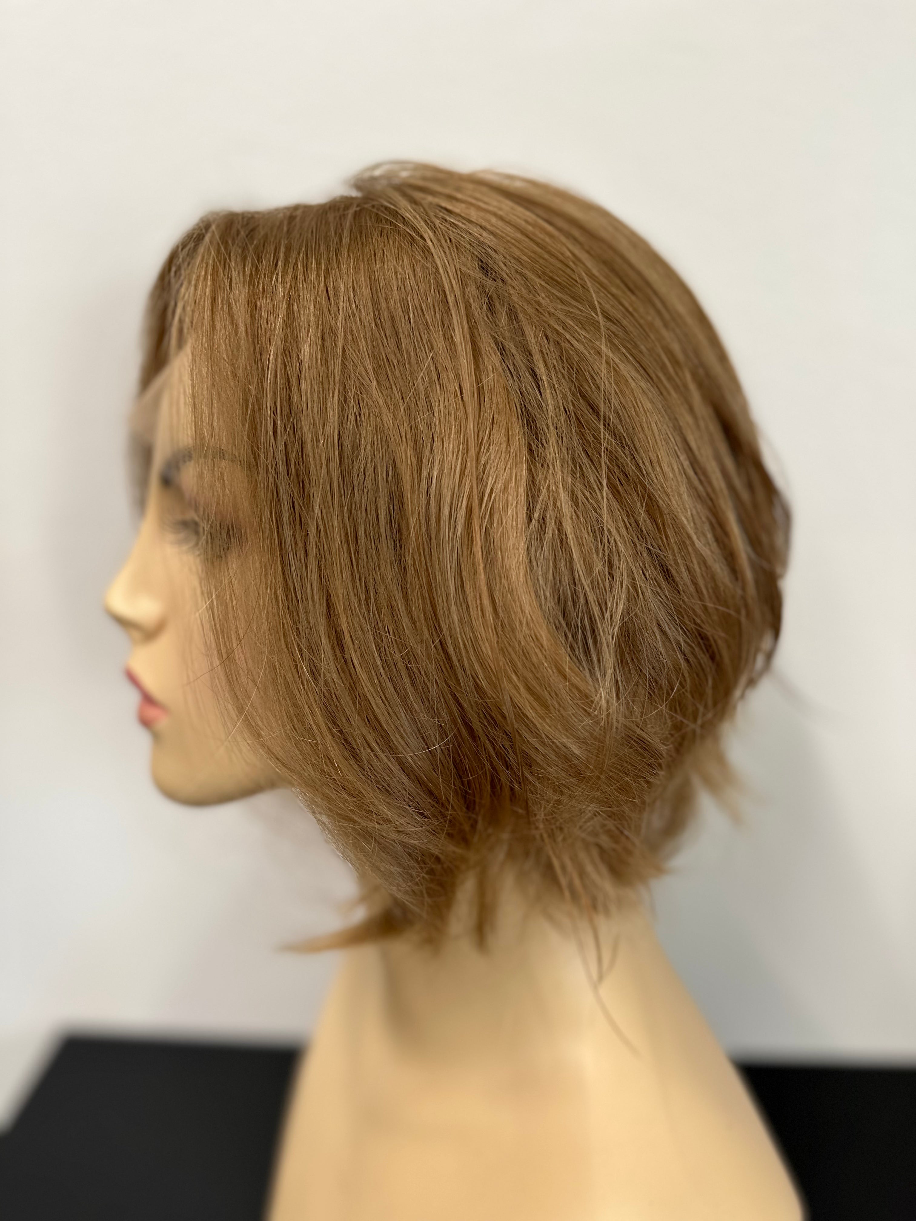 Lace front European Virgin Hair wig color 12 med cap