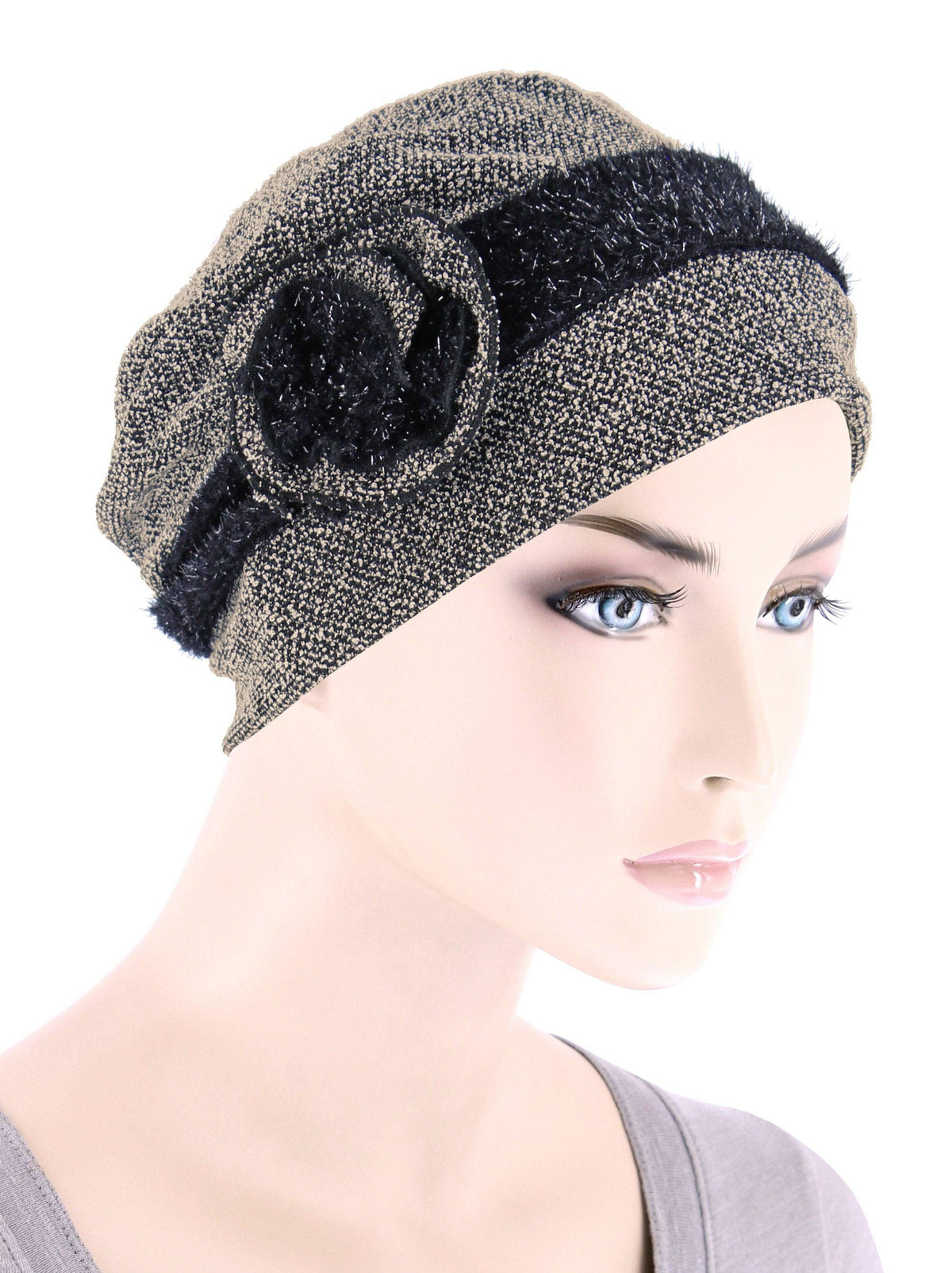 Winter Hat Cap Rosette Taupe